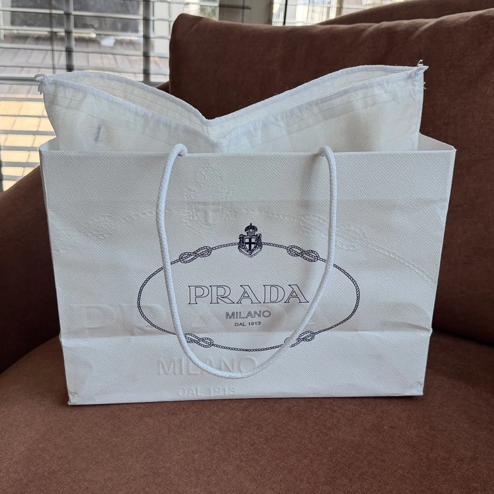 Prada White and Blue Leather Shoulder Bag - Picture 15 of 16